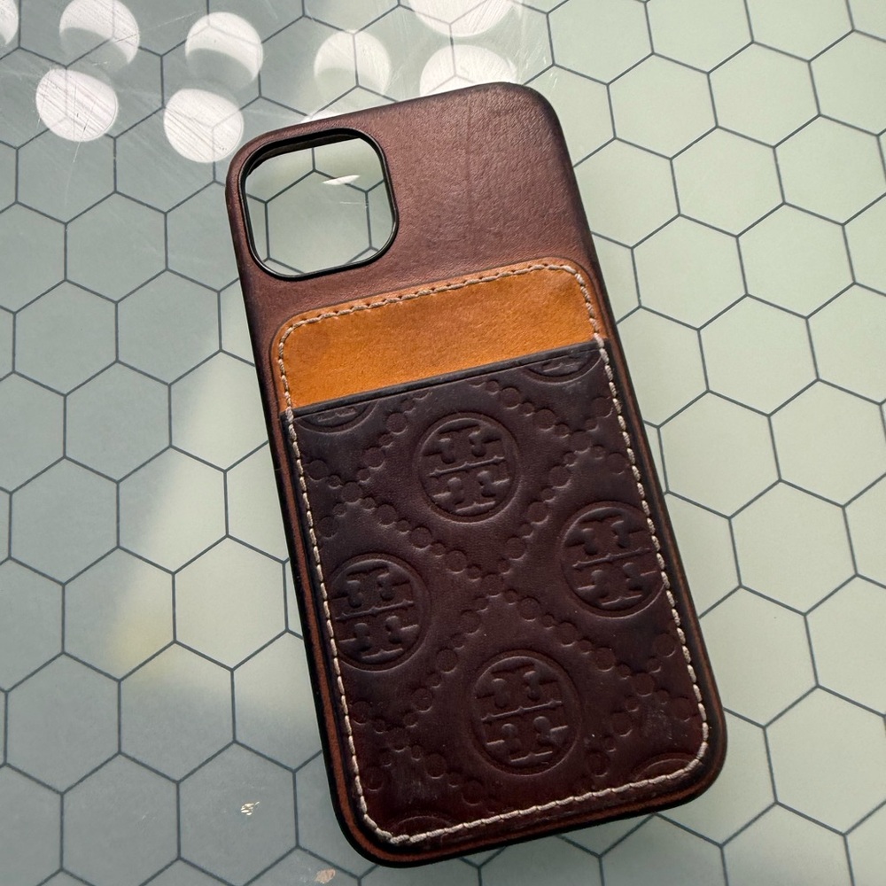 Tory Burch Dual-Tone Leather Phone Case